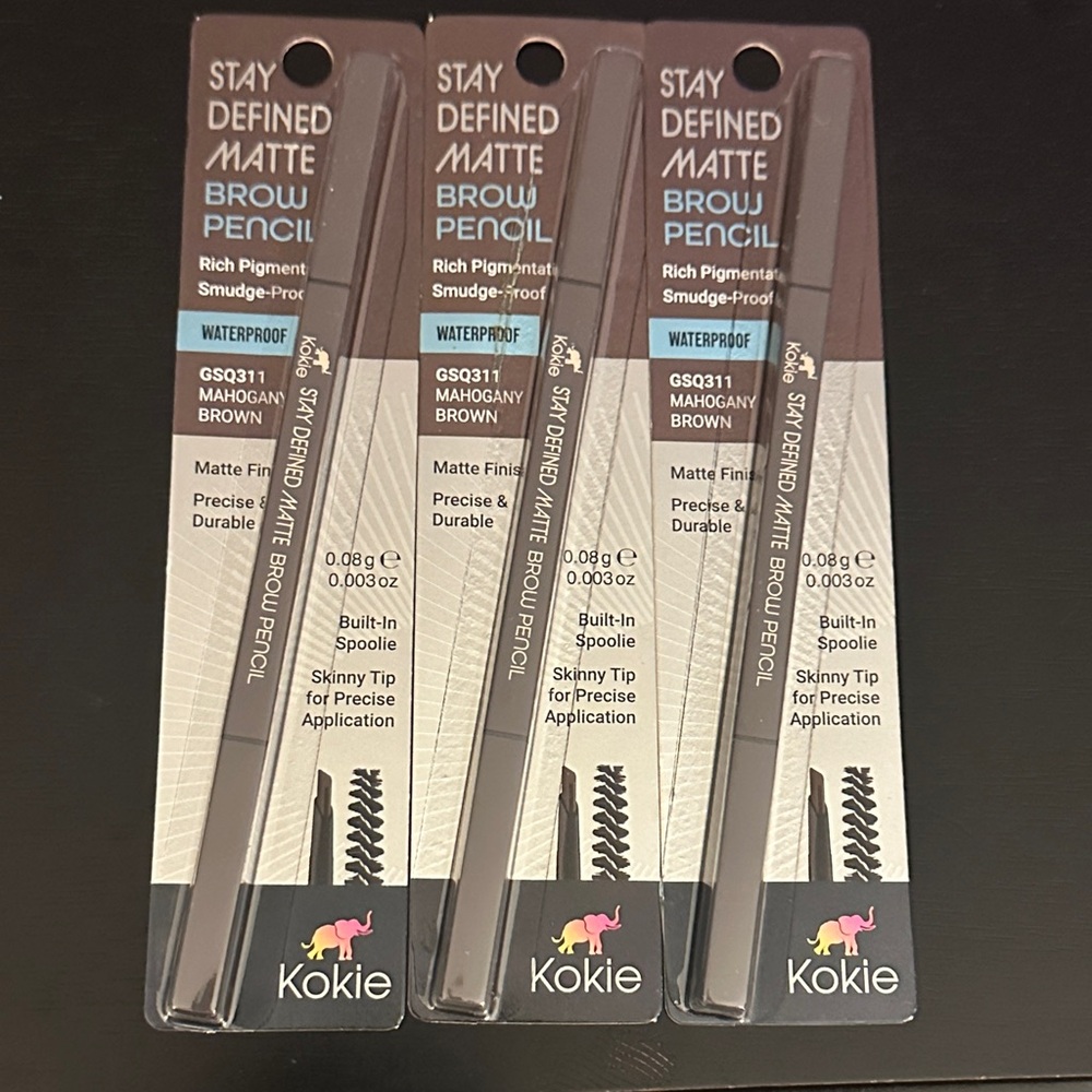 Kokie Stay Defined Matte Brow Pencil - Mahogany Brown (3-Pack)